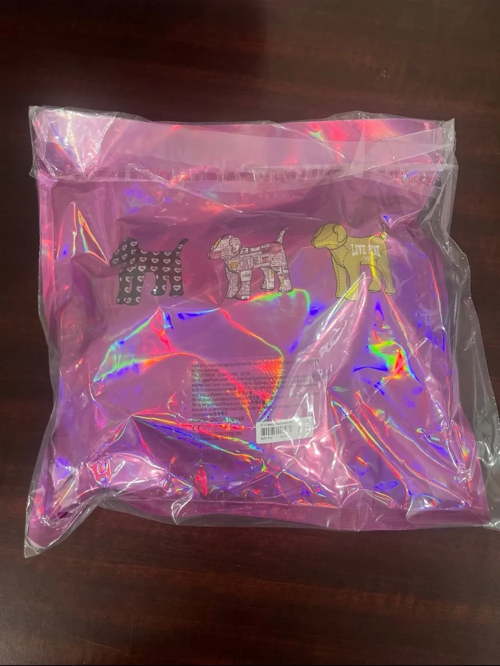New VS PINK Logo Fleece Sherpa Cozy Blanket & Mystery Dog Bundle 50”x60”